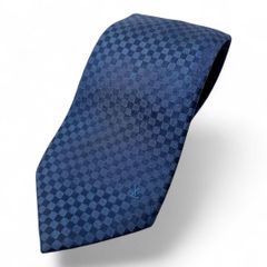 Louis Vuitton ダークブルー チェック ネクタイ - メルカリ