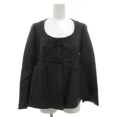 バレンシアガ BALENCIAGA ラムレザーノーカラージャケット リボン 羊革 40 黒 ブラック 413055 TQH10 /GV ■GY30 ☆AA★のサムネイル