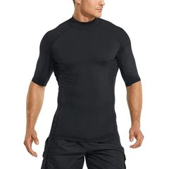 [Brand New] [Tesla] Men's Short-Sleeve Rash Guard Swim Shirt Summer Swimwear [UV Protection UPF50+, Sweat-Wicking & Quick-Drying] Swimwear Swimming SWIM MSR16-JPBLK_3XL 0