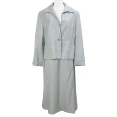 アクアスキュータム AQUASCUTUM スカートスーツ シルクブレンド ジャケット 背抜き ミディ丈 セミフレア 大きいサイズ 13 LL相当 グレー系 IBO92 /Xのサムネイル