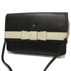 美品☆kate spade カークパーク ヴェロニーク サフィアーノレザー リボン チェーン ショルダーバッグ ケイトスペード レディース