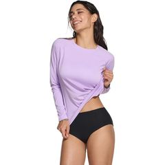 [Brand New] [Tesla] Women's Long-Sleeve Rash Guard Swimsuit Summer [Stretchable, Quick-Drying, UV Protection] Regular Fit Swimwear Sports Swim Hoodie Sportswear T-Shirt Body Cover FSS44-LVD_XL 1