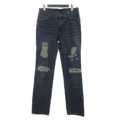 シュリセル SCHLUSSEL デニムパンツ ジーンズ ジッパーフライ ヘビ革 ダメージ加工 インディゴ 青 ブルー 2のサムネイル