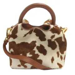 エレメ elleme 美品 PONY MINI ROUND ワンハンドルバッグ ショルダー レザー ハラコ 茶 ブラウン 鞄のサムネイル