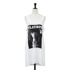 HYSTERIC GLAMOUR ヒステリックグラマー × PLAYBOY タンクトップ ホワイト 白 サイズ:FREE | CARMELLA ROSE ビッグ タンクトップ / ロング チュニック丈 Uネック フォトプリント【レディース】【中古】のサムネイル