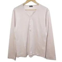 ジョセフオム JOSEPH HOMME ヘンリーネック スキッパー リネン ニット カットソー 長袖 プルオーバー 薄手 46 M相当 ピンク /Xのサムネイル