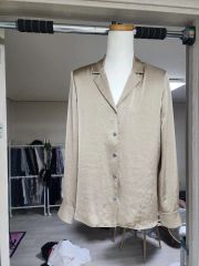 美品 セオリー リネン カットワークレース Vネック ブラウス◇ホワイト