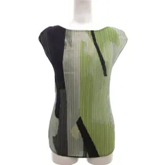 アドルフォドミンゲス ADOLFO DOMINGUEZ 美品 カットソー EUR34 緑 グリーン 総柄 プリーツ加工 キャップスリーブ /NL ■GY74のサムネイル