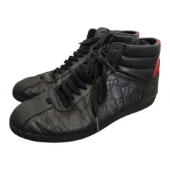 GUCCI グッチ Signature High GGスプリーム ハイカット レザー スニーカー 450886 7 2/1 ブラック メンズのサムネイル