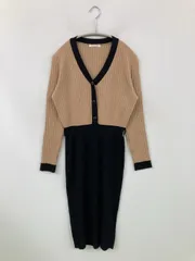 JULIA BOUTIQUE ジュリアブティック ワンピース ベージュ ニット 無地 長袖 ひざ丈 タイト レディースのサムネイル