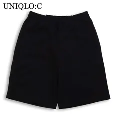 【新品 25SS】 UNIQLO:C ユニクロC 春夏★ 【スウェット ワイド ショーツ】 ハーフ ショート パンツ Sz.L メンズ 黒 未使用