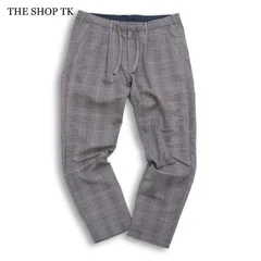 THE SHOP TK タケオキクチ 春夏★ チェック ストレッチ イージー パンツ スラックス Sz.M メンズ 灰 グレーのサムネイル