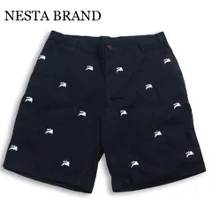 NESTA BRAND ネスタブランド 春夏★ 刺繍 総柄 ハーフ ショート パンツ 大きいサイズ Sz.XXL メンズ ネイビーのサムネイル