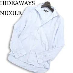 HIDEAWAYS NICOLE ハイダウェイ ニコル 通年 襟ワイヤー★ 長袖 ヘリンボーン イタリアンカラー スリム シャツ Sz.48 メンズのサムネイル