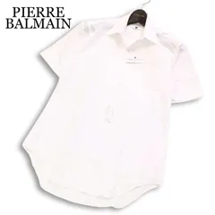 【新品 未使用】 PIERRE BALMAIN ピエール バルマン 春夏★ 半袖 麻 リネン混 シャツ 日本製 Sz.38 メンズ 白のサムネイル