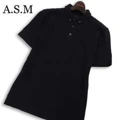 A.S.M アトリエサブ メン 春夏★ 半袖 鹿の子 スリム ボタンダウン ポロシャツ Sz.50 メンズ 黒 ASMのサムネイル