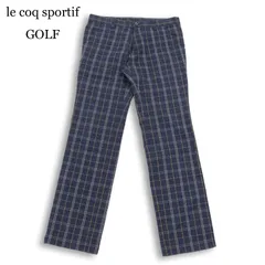 le coq sportif GOLF ルコック スポルティフ ゴルフ 通年★ ストレッチ チェック スラックス パンツ Sz.85 メンズ ネイビー