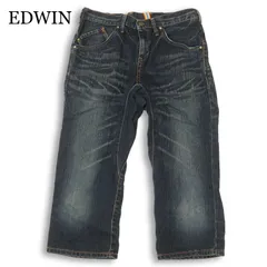 EDWIN エドウィン 4529 USED加工★ シンチバック ハーフ クロップド デニム パンツ ジーンズ Sz.30 メンズ