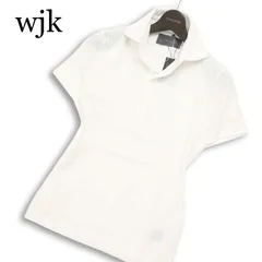未使用★ wjk ダブルジェイケイ 春夏★ 半袖 鹿の子 ロゴ刺繍 スリム ポロシャツ Sz.S メンズ 白のサムネイル
