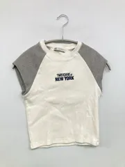 ZARA ザラ Tシャツ/カットソー USA S ホワイト 前面プリント ブランドロゴ ショート丈 半袖 クルーネック(丸首) レディース