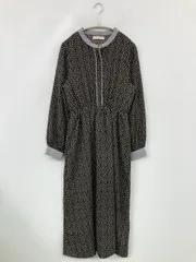 Alley by w closet アリーバイダブルクローゼット ワンピース M ブラック フレア 長袖 花柄・ボタニカル柄 ミモレ・半端丈 レディースのサムネイル