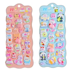 シールぷくぷく 2枚セット おしりシール 3D立体ステッカー ロップ 手帳用 DIY 大量 ふわふわ ギフト 贈り物 (2, B)