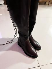 opium Buckle Boots Black leather ロングブーツ - メルカリ