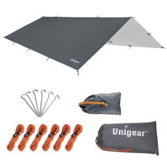 Unigear Waterproof Tarp Camping Tarp Tent Lightweight Sunshade High Water Resistance UV Protection Heat Shielding Sun Shelter Portable Canopy Shade Outdoor 2-6 Person 4 Sizes (Gray, XL (300*400)) Free Shipping 6f67c9c3