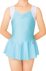 ササキ SASAKI 新体操 ジュニア用スカート付きレオタード ガールズ キッズ 子供 シャーリング 箔生地 部活 クラブ サークル チーム 演技 パフォーマンス 試合 大会 発表会  J7324S PLAQ パールアクア