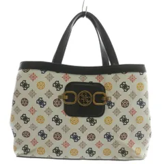 ゲス GUESS ハンドバッグ ショルダー 2WAY PVC レザー HENSELY LOGO モノグラム 総柄 ロゴ ゴールド金具 白 ホワイト 黒 ブラック /XZ ■GY18