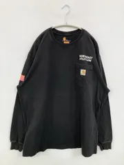 Carhartt カーハート Tシャツ/カットソー XL ブラック 前面プリント バックプリント ワンポイント ブランドロゴ ミドル丈 長袖 クルーネック(丸首) メンズ