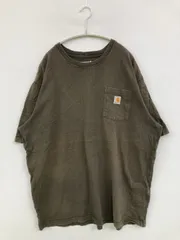 Carhartt カーハート Tシャツ/カットソー XL カーキ 無地 ワンポイント ブランドロゴ ミドル丈 半袖 クルーネック(丸首) メンズ