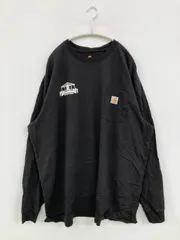 Carhartt カーハート Tシャツ/カットソー 2XL ブラック 前面プリント バックプリント ワンポイント ブランドロゴ 長袖 ミドル丈 クルーネック(丸首) メンズ