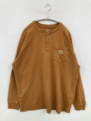 Carhartt カーハート Tシャツ/カットソー XL ブラウン 無地 ワンポイント ブランドロゴ ミドル丈 長袖 ヘンリーネック メンズ