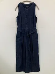 BANANA REPUBLIC バナナリパブリック ワンピース 00P ネイビー デニム 無地 袖なし ひざ丈 フレア レディース