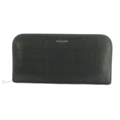サンローラン パリ SAINT LAURENT PARIS 長財布 ラウンドファスナー ロングウォレット 小銭入れ レザー エンボスクロコ型押し ブラック 黒 /MI ■GY18のサムネイル