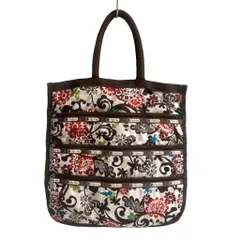 レスポートサック LesportSAC ナイロン製 ショルダーバッグ トートバッグ 2WAY  総柄 茶 ブラウン ■GY99