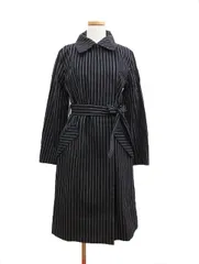 クラネ CLANE コート スプリング トレンチ 比翼 リボン ストライプ 36 紺 ネイビー /☆aのサムネイル