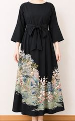 専用リメイク着物ロングワンピースボレロ付き正絹L作家物友禅染