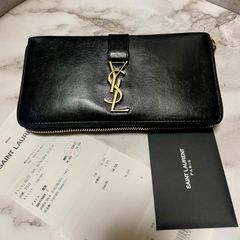 イヴサンローラン YSL 長財布 紺 ゴールド - メルカリ