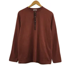 インターメッツォ INTERMEZZO Tシャツ カットソー ロンT プルオーバー ヘンリーネック 無地 長袖 LL 赤 茶 レッド ブラウンのサムネイル