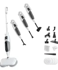 電動回転スチームモップ スチームクリーナー 高温 3段階蒸気調節 床掃除 玄関 キッチン 油汚れ 水垢対応 家庭用 多機能 13点セット 1台多役 (白です)のサムネイル