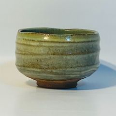 裕工窯　茶碗　抹茶茶碗　茶道具　阿部裕工　濱田庄司　櫛目　緑　木箱付き 裕工窯 茶碗 抹茶茶碗 茶道具 阿部裕工 濱田庄司 櫛目 緑 木箱付き 民