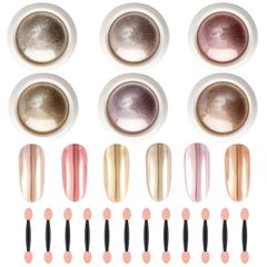 [Inventory Sale] (B) Party New Year Christmas Body Face Gel Nails Gel Nail Resin Mirror Powder Metallic Nails Metallic Powder Gold Pink Nails Mirror Nails Glitter Nail Art 6 Color Set Hologram Nail Per