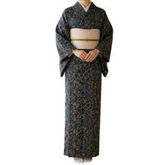 J913 大島紬 幾何学模様 正絹 お洒落 和装 和服 着物 - メルカリ
