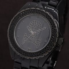 箱付 ロベルタスカルパ RS-6039 QZ ブラック文字盤 スカル ラインストーンベゼル メンズ腕時計 2000000 NSK TAM