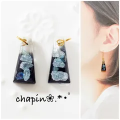 （ 1268 ）台形 ガラスカレット レジン ピアス イヤリング