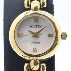 美品 稼働 ヒルトン ブレスウォッチ HQ0523 QZ ホワイトシェル文字盤 レディース腕時計 2550000 5ERY KMT ABC23939のサムネイル
