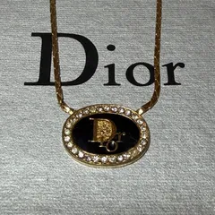 Christian Dior クリスチャンディオール ネックレス CDロゴ オーバル ラインストーン ゴールド ブラック A11