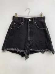 MOUSSY マウジー デニムパンツ 0 ブラック ショート・ひざ上丈 無地 スタンダード ハイウエスト ヴィンテージ レディース
